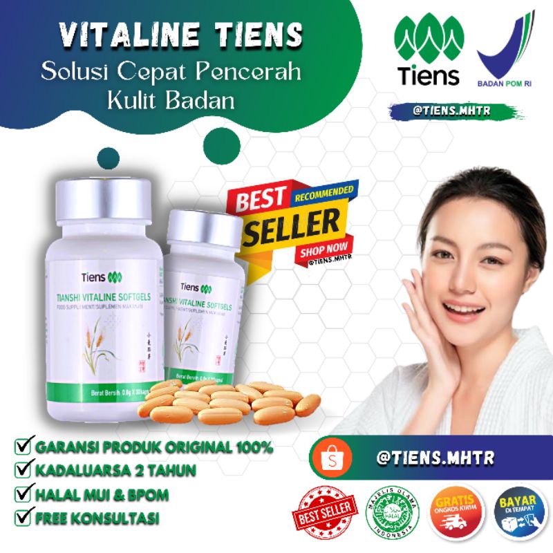 Vitaline Softgel Tiens Pemutih Tubuh Seluruh Badan Original 100% Isi 30 Kapsul Bpom Asli Permanen Ta