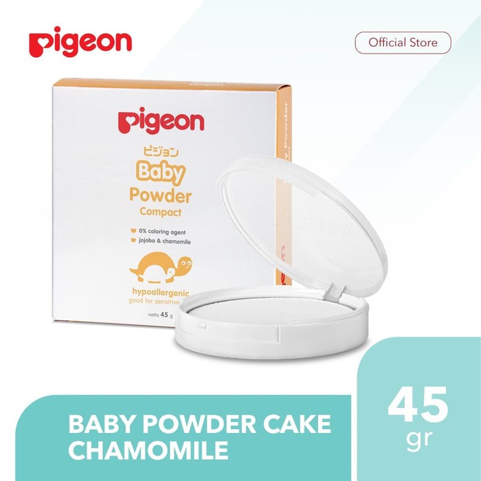 [COMPACT] Pigeon Baby Compact Powder Cake Hypoallergenic Jojoba + Chamomile 45gr - Bedak Bayi Padat