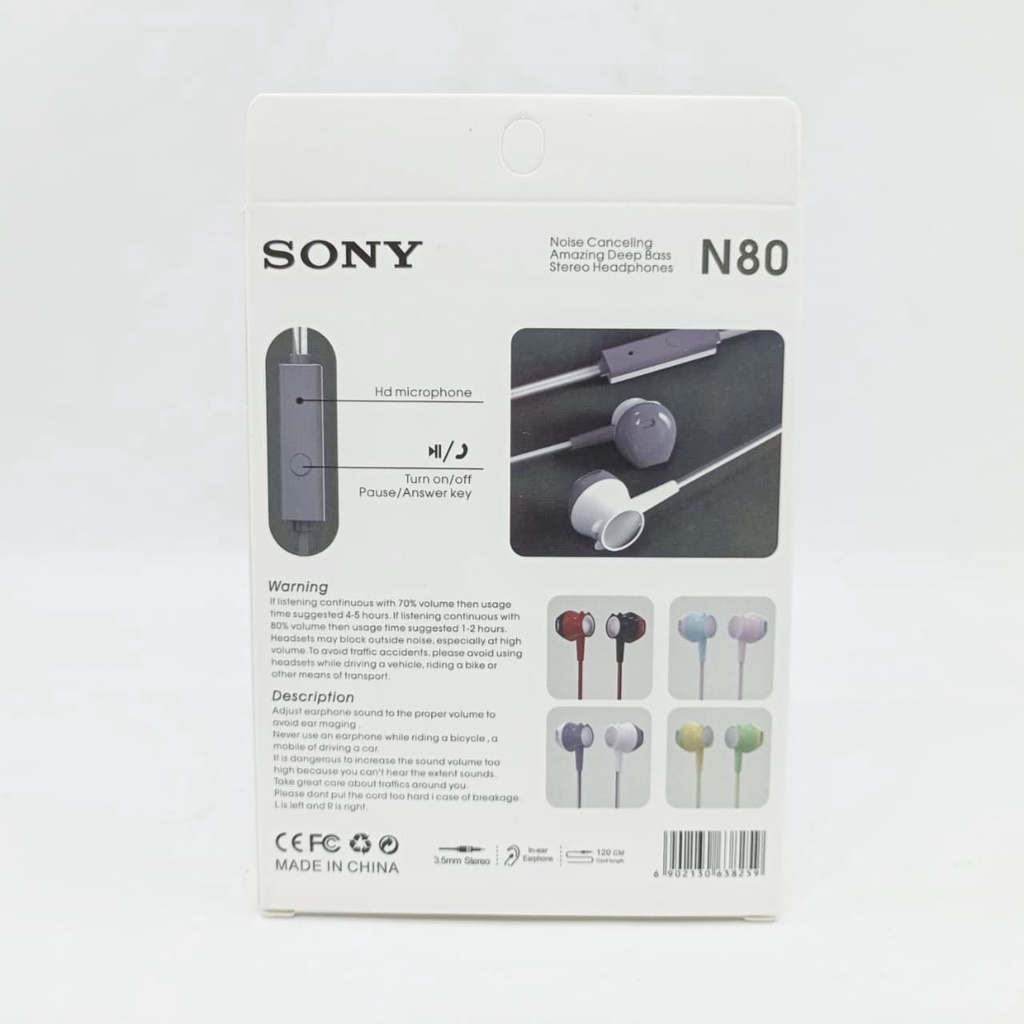 Sony SK-N80  Headset With Mic Kualitas Premium Earphone Mega Bass