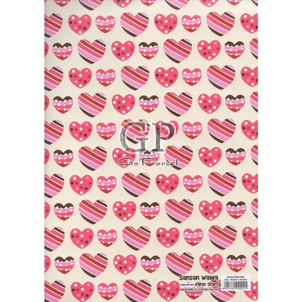 ( 5 Lembar ) LOVE SANWA - KERTAS KADO HATI / NIKAH / PERNIKAHAN / TUNANGAN / GIFT WRAP PAPER SANSAN WAWA WEDDING LOVE / HATI / VALENTINE/ ROMATIC/ HEART / RED / PINK / TOSCA / PURPLE / BLUE / GIRLFRIEND / BOYFRIEND