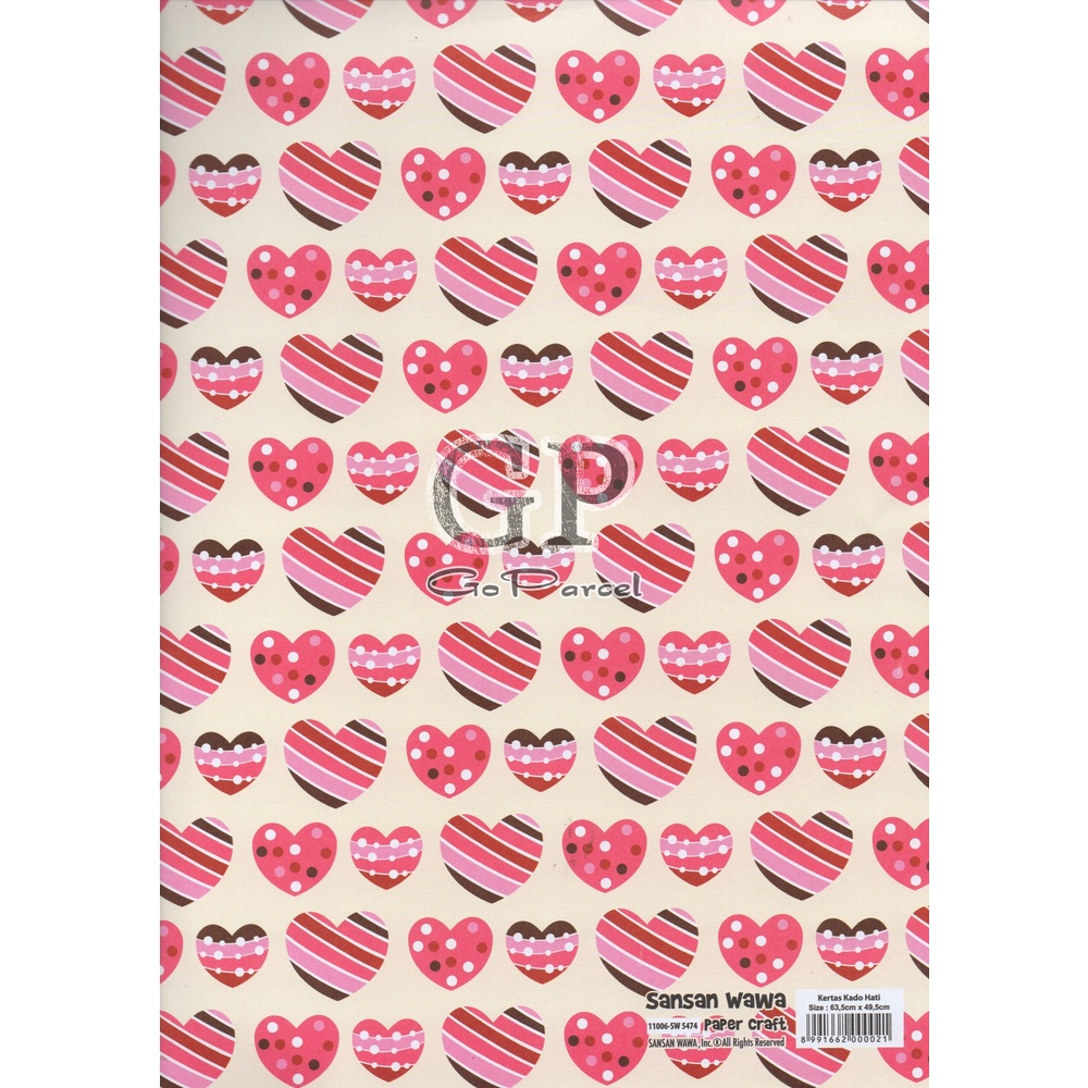 ( 5 Lembar ) LOVE SANWA - KERTAS KADO HATI / NIKAH / PERNIKAHAN / TUNANGAN / GIFT WRAP PAPER SANSAN WAWA WEDDING LOVE / HATI / VALENTINE/ ROMATIC/ HEART / RED / PINK / TOSCA / PURPLE / BLUE / GIRLFRIEND / BOYFRIEND