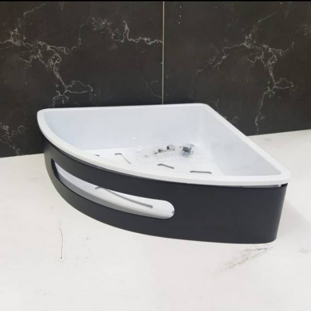 Rak sabun shampo sudut stainless/rak sudut stainless /Rak toilet hitam