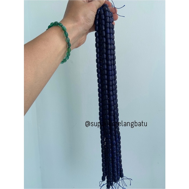 bahan renceng batu tabung 8mm lapiz lazuli biru tua akik afghanistan