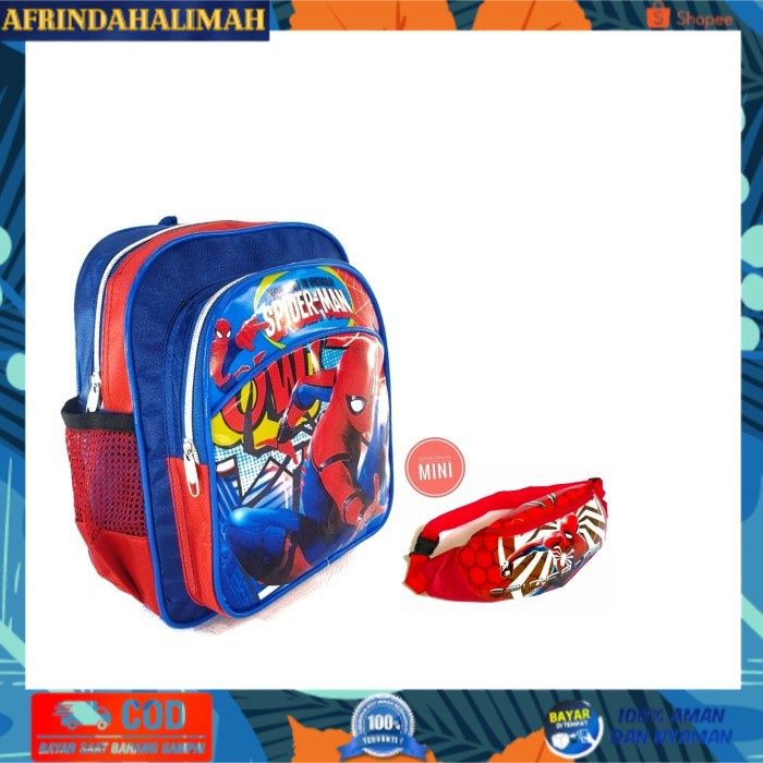 

{TERBARU} Paket Ransel Anak Sekolah Set Waistbag Mini Anak Paud - paket spider mn