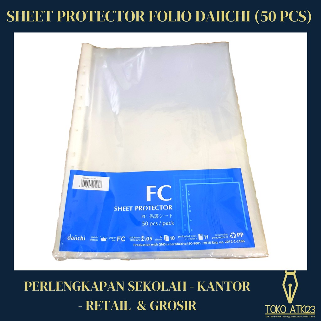 Sheet Protector / PP Pocket Folio Merk Daiichi Isi 50 pcs