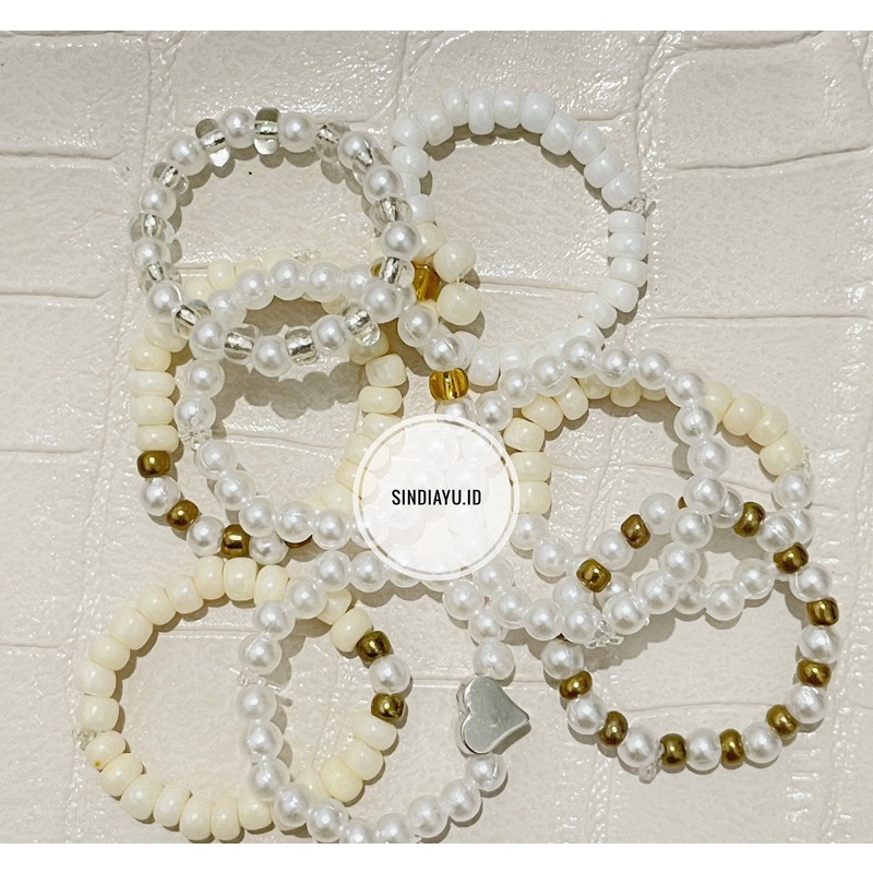 Ring Beads White Cream and Pearlyyy | Cincin Beads | Aesthetic | Lebaran | Ramadhan