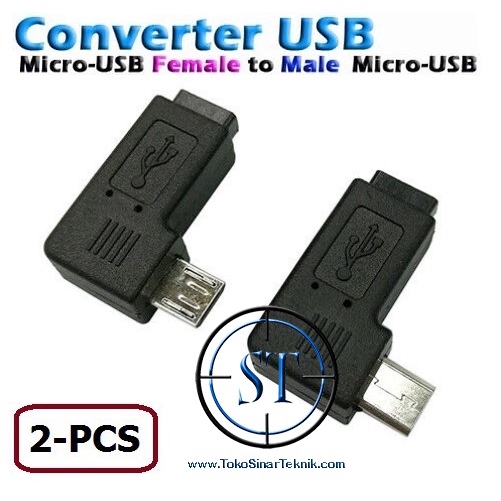 Converter Micro USB 5 Pin Male 90 Derajat To Micro Female Plug Adapter 270 Derajat Arah Left right Angle ISi 2pcs