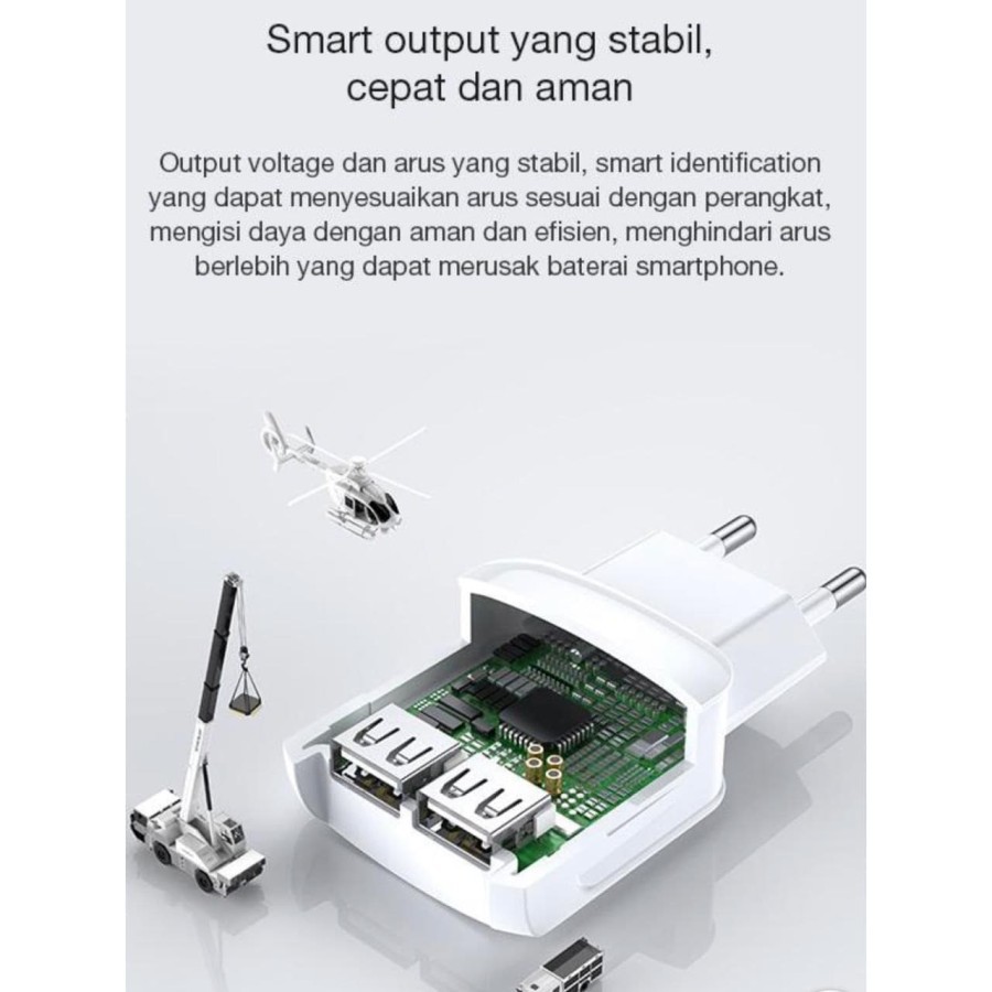 Adaptor Charger ROBOT Kepala 2 USB Original ORI Samsung Android ASUS
