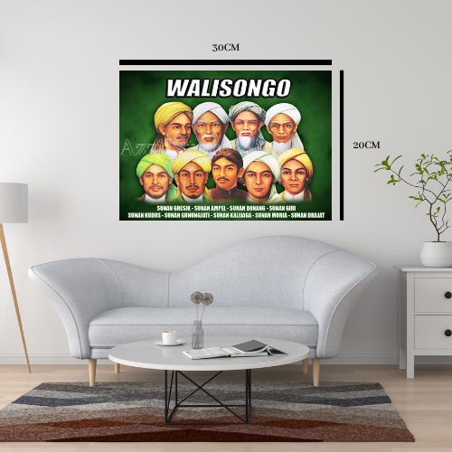 POSTER KAYU HIASAN DINDING WALISONGO FOTO PARAWALI/FOTO 9 WALI