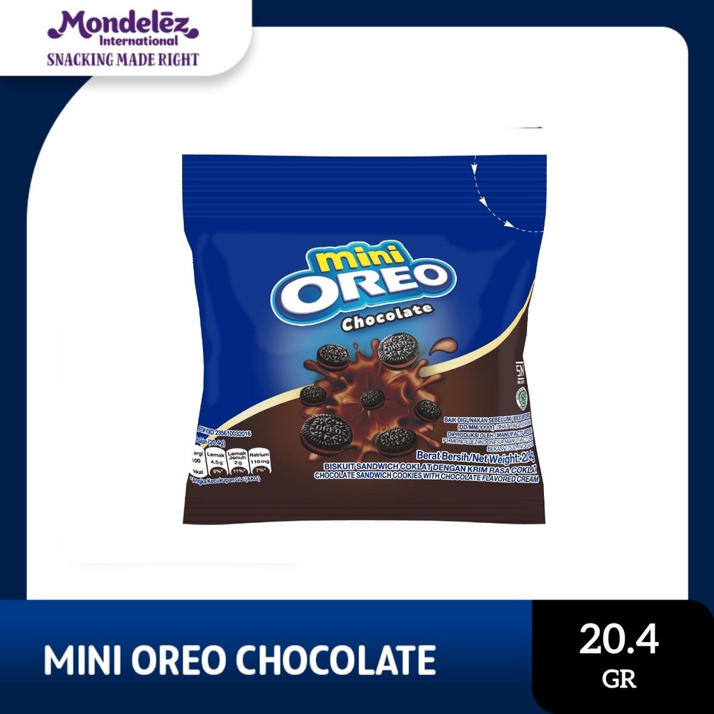 Mini Oreo Biskuit Chocolate Pcs 20.4g Untuk Traveling