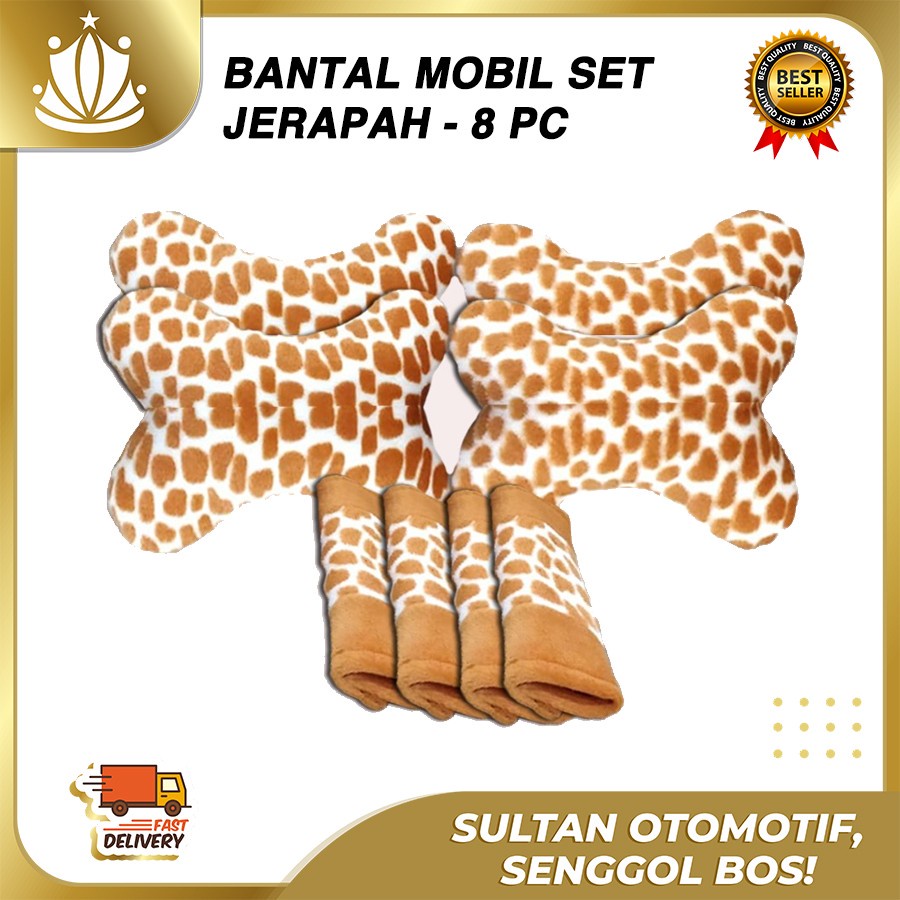Bantal Jok Mobil JERAPAH Set 8 PC / Bantal Leher Mobil JERAPAH 8 PC PROMO MURAH