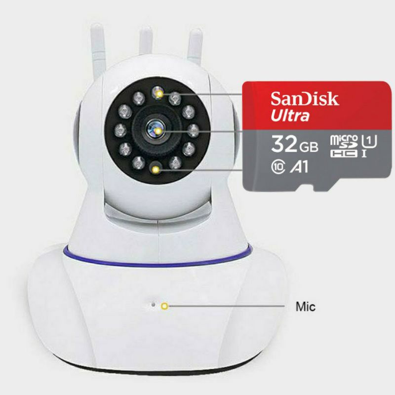 IP Kamera CCTV 3 antena V380 Wireless IP Camera  HD 1080P 3 Antena + micro sd 32 gb