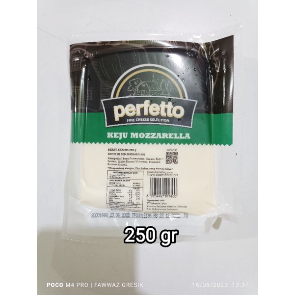 Keju Mozzarella Perfetto 250gram / Perfecto Keju Mozzarella 250gr