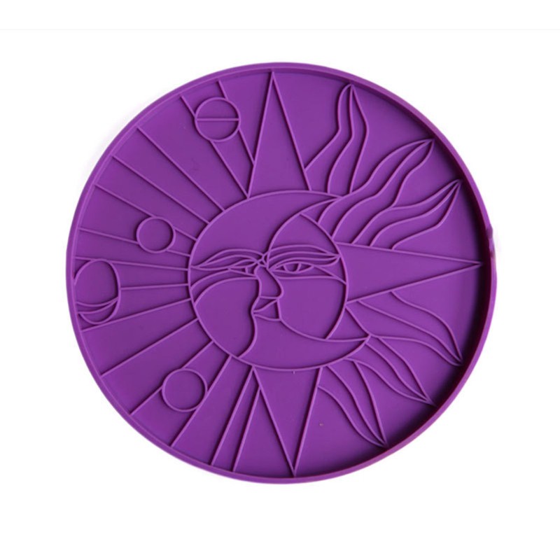 Glitter Crescent Moon and Sun Coaster Resin Mold Line Art Sun with Star Face Round Molds