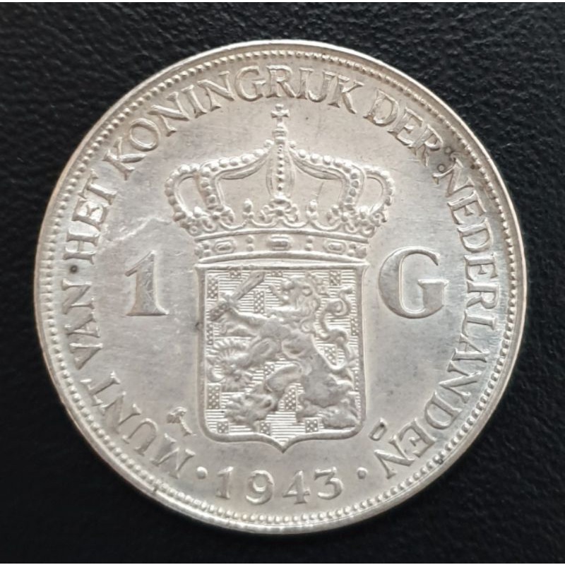 Koin kuno, silver coin, koin perak 1 Gulden tahun 1943 masih ada luster