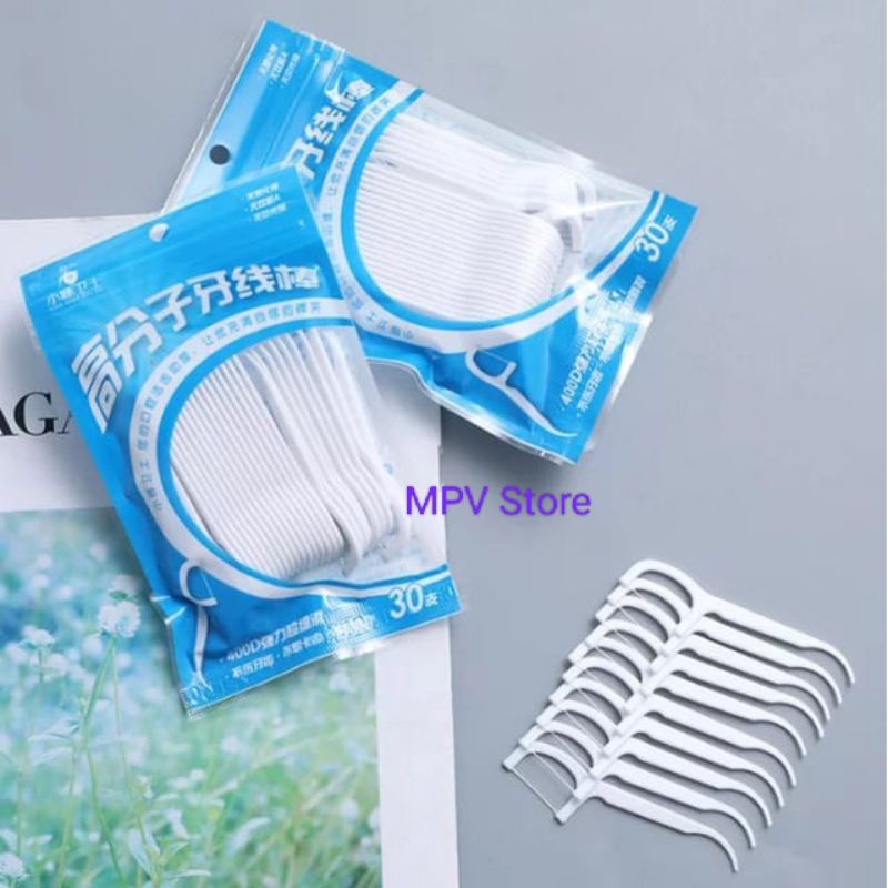 Dental Floss 30 Pcs Benang Busur Tusuk Gigi Isi 30 Pcs