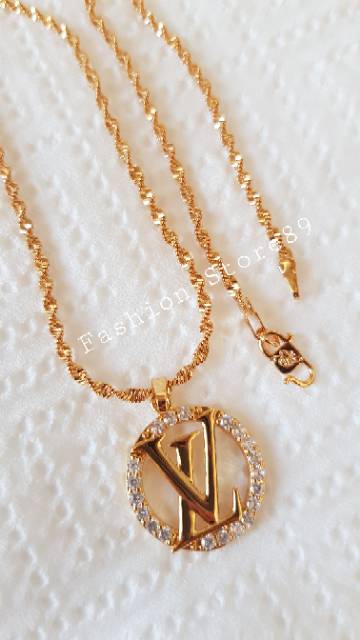 Kalung set anting Xuping / kalung set anting Xuping LV import lapis emas 18k