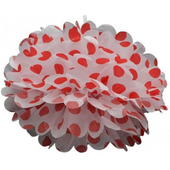 

Pompom Polkadot Merah Putih Size 30Cm Termurah
