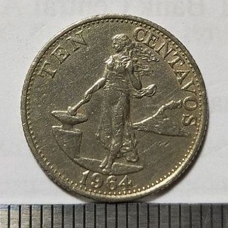 UANG KOIN KUNO PHILIPINA TEN CENTAVOS TAHUN 1964