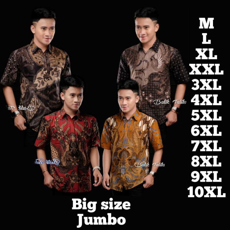 KEMEJA BATIK PRIA LENGAN PENDEK BIG SIZE JUMBO M.L.XL.XXL.3XL.4XL.5XL.6XL.7XL.8XL.9XL.10XL