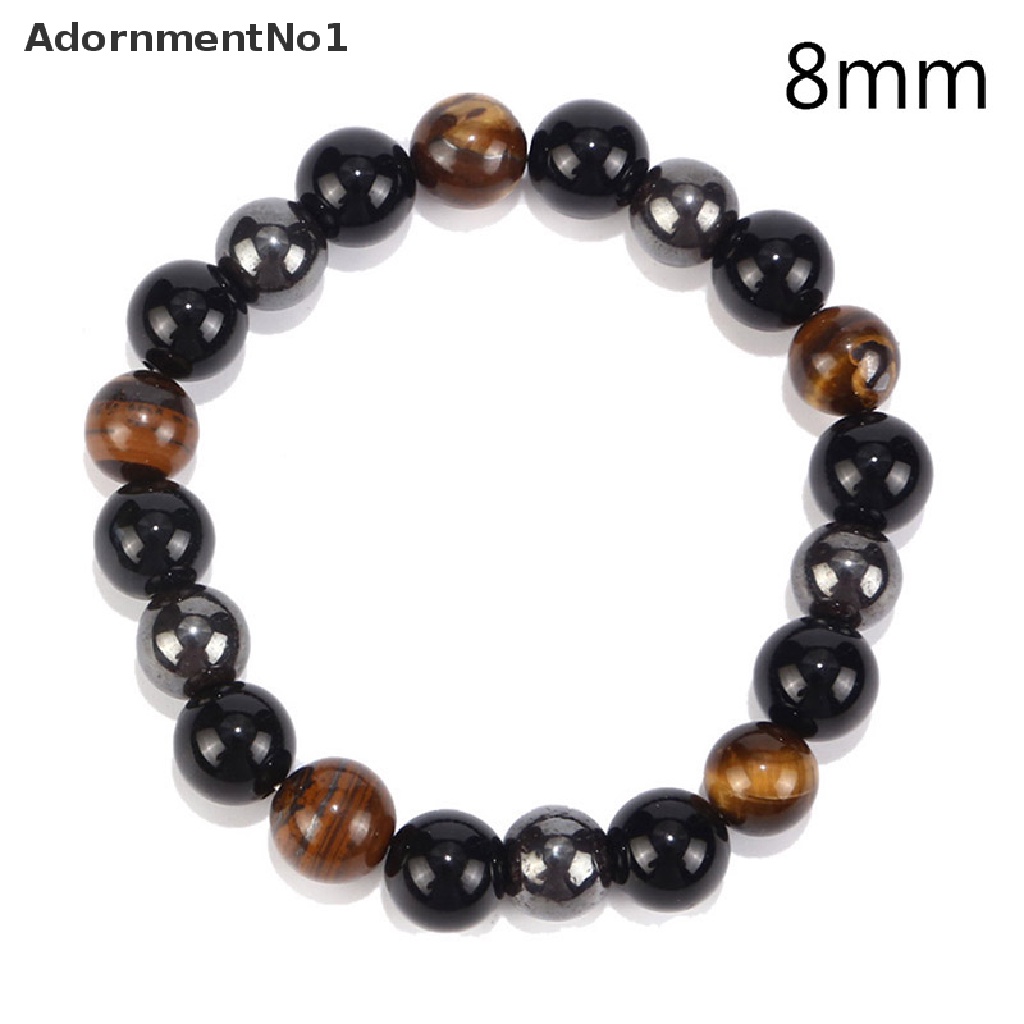 (AdornmentNo1) Gelang Tangan Batu Hematite Magnetik Untuk Kesehatan / Menurunkan Berat Badan Pria