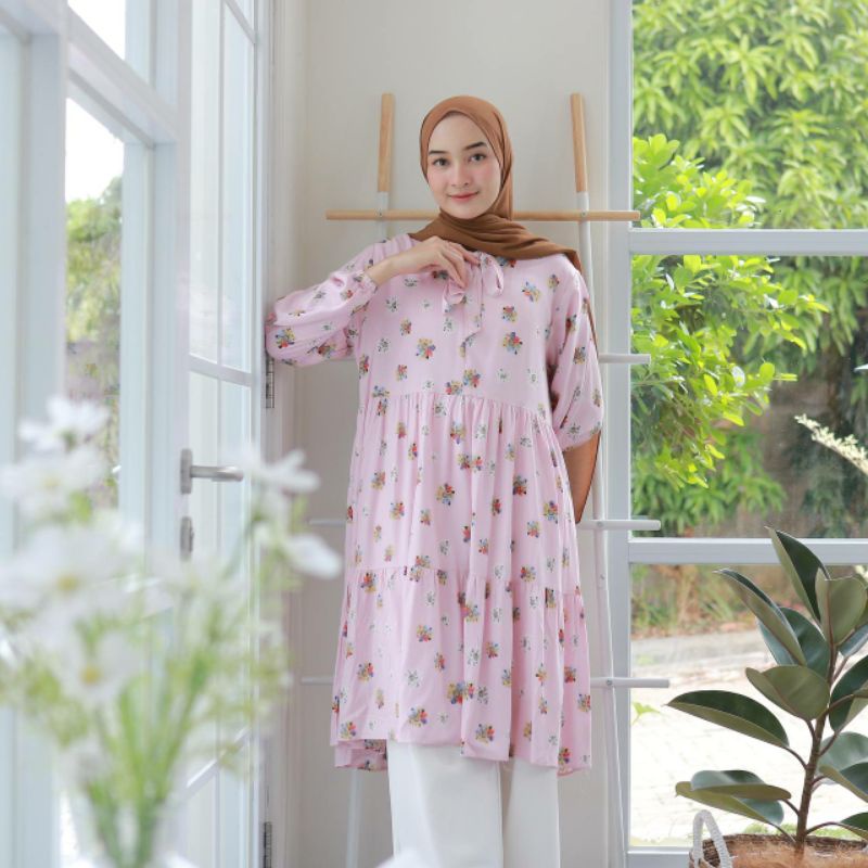 BOBA TUNIK - baju kuliah atasan pakaian muslim wanita hijabers top style korea kekinian trend fashio