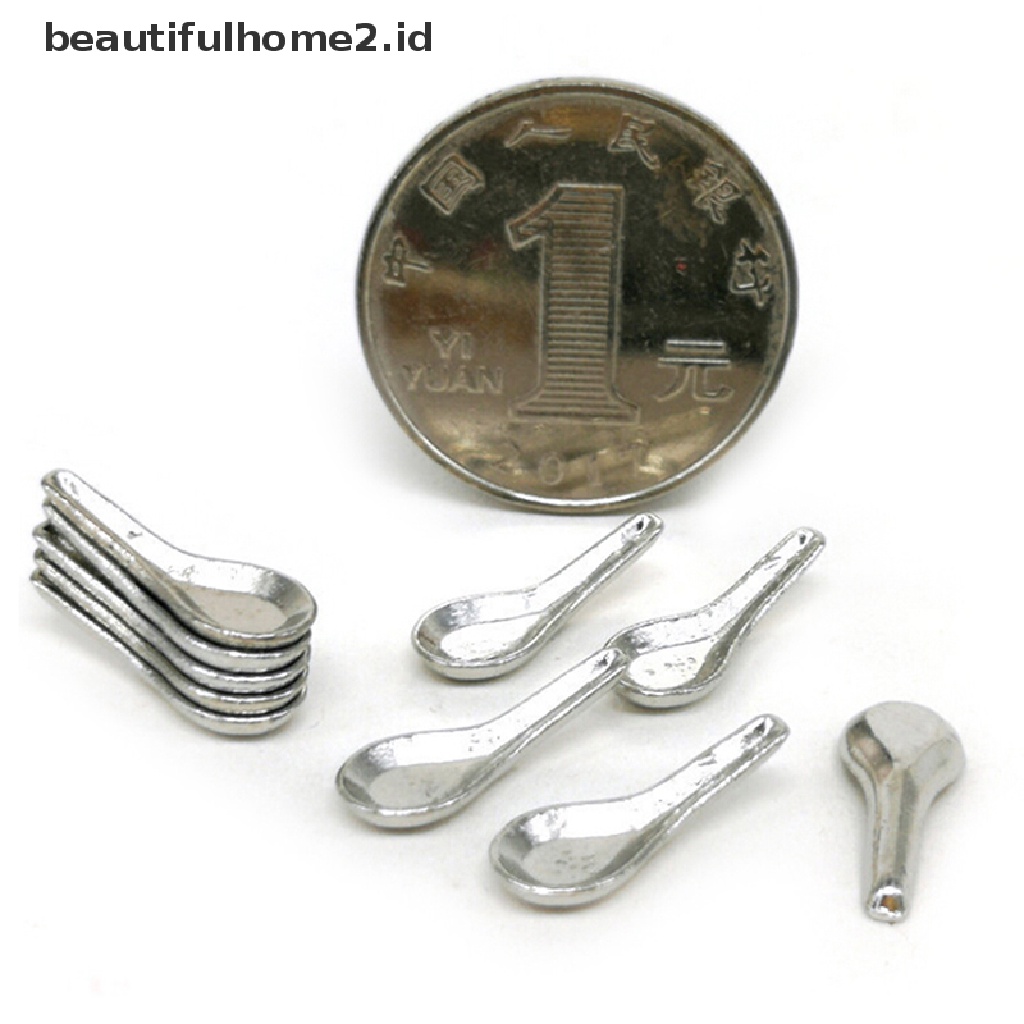 (Beautifulhome2.Id) 10pcs Miniatur Sendok Sup Skala 1: 12 Untuk Aksesoris Rumah Boneka