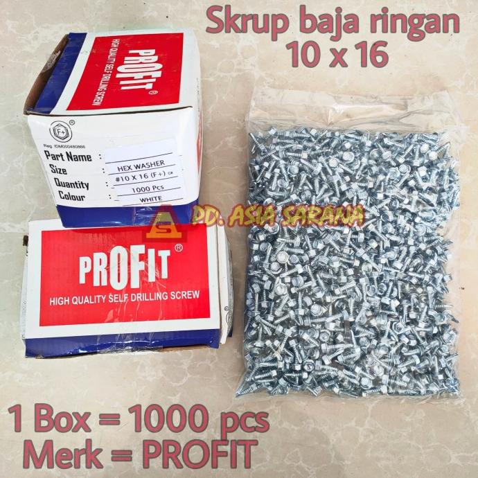 [PROFIT] Skrup Baja Ringan 10x16 / Sekrup Paku Baut Roofing Screw