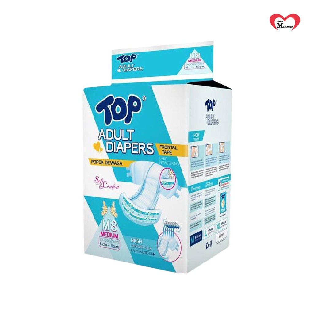 Popok Dewasa Top Adult Diapers Perekat M8/L7/Xl6 / Toko Makmur Online