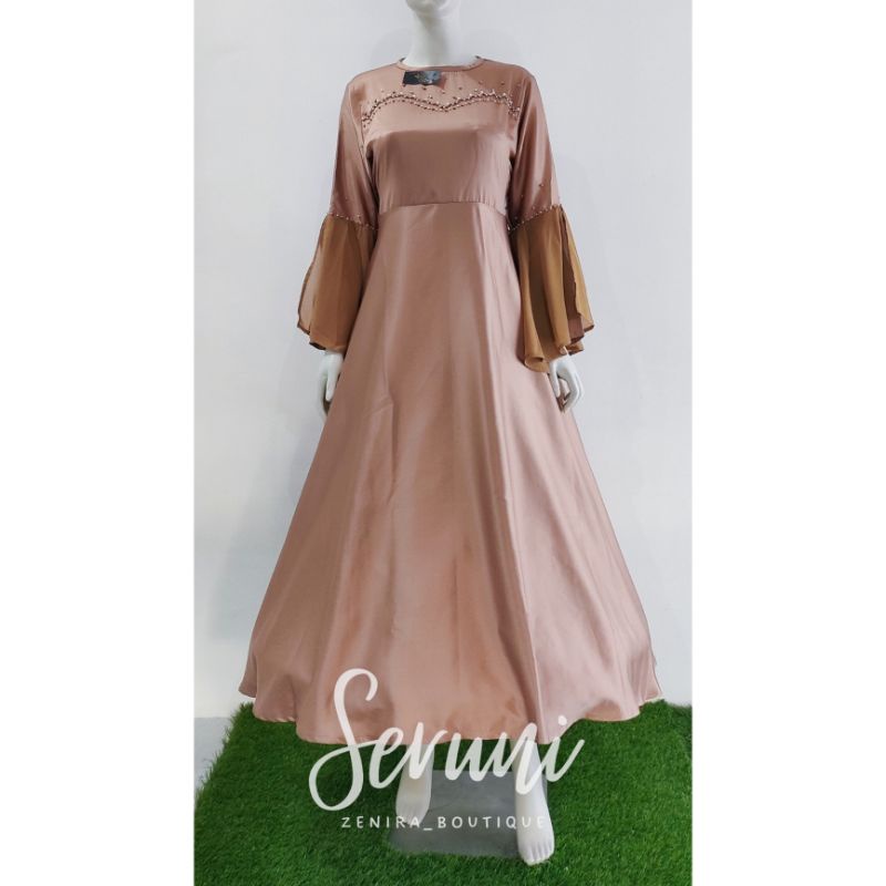 SERUNI GAUN lengan terompet ceruty variasi payet mewah / baju pesta remaja / prewedding / wisuda / gamis kondangan / couple / tersedia ukuran kecil hingga jumbo