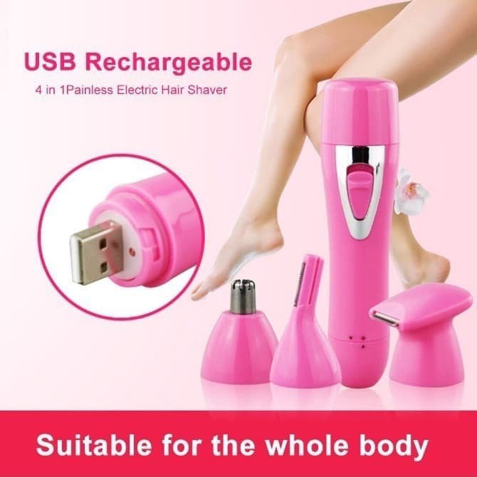 Hair Removal 4 in 1 , Cukur Alis , Penghilang Bulu Portable Chargeable