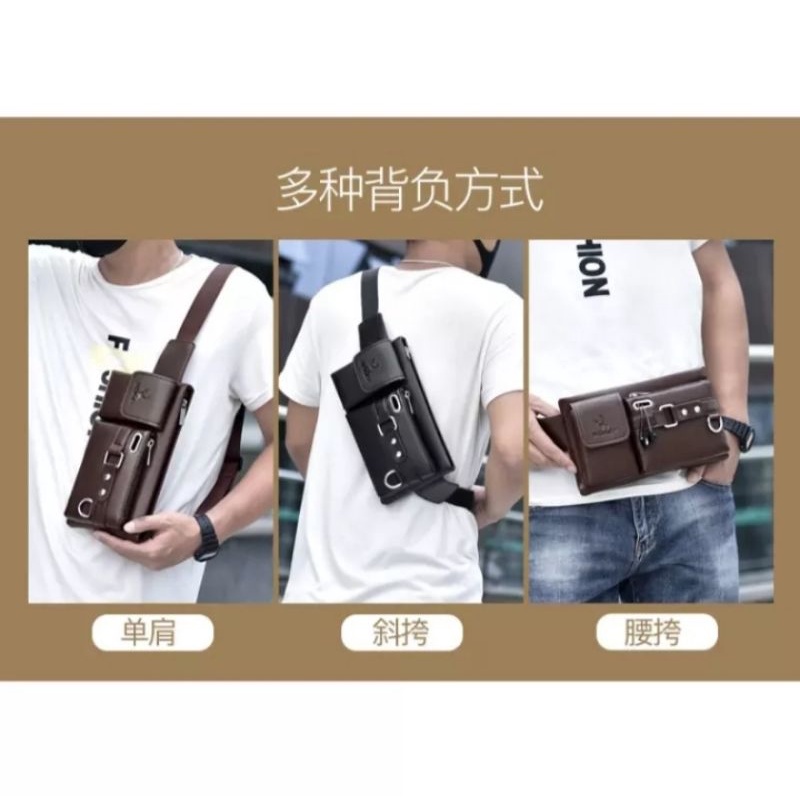 PTM-tas slempang dada-slingbag pria kulit-waistbag pria cross body