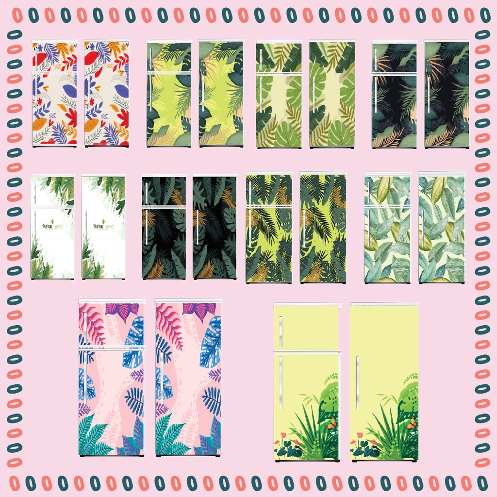 Stiker Kulkas 1 pintu & 2 Pintu Motif Daun
