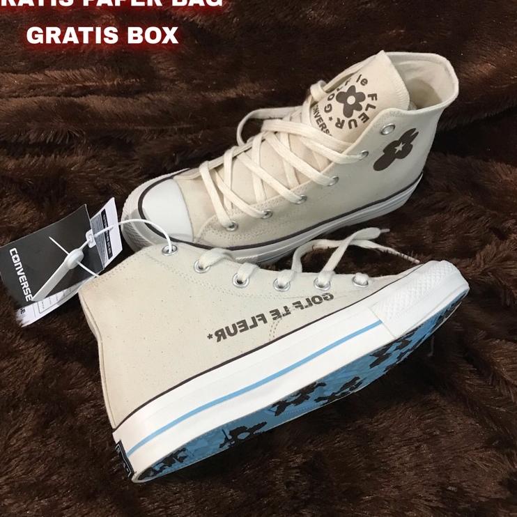 (LANGSUNG KIRIM) (FREE PAPER BAG CONVERSE) SNEAKERS CONVERSE 70S HIGH GOLF LE FLEUR OFF WHITE BNIB