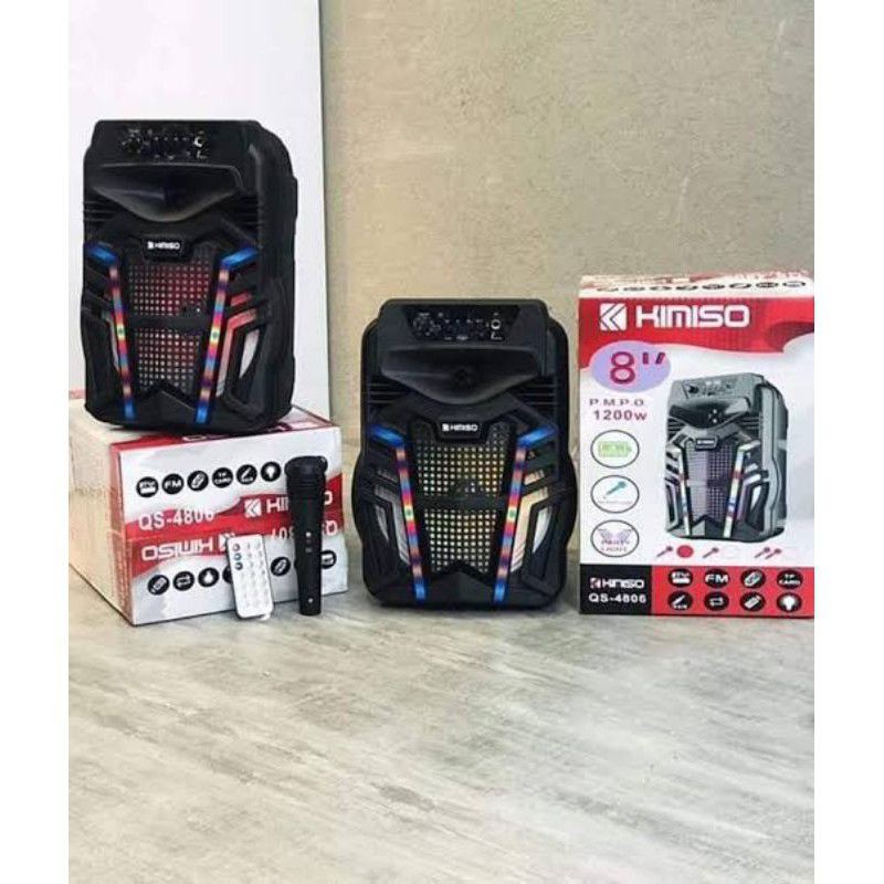 Karaoke Speaker Bluetooth KIMISO QS-4806 Ukuran 8 inch Free Mic dan Remote