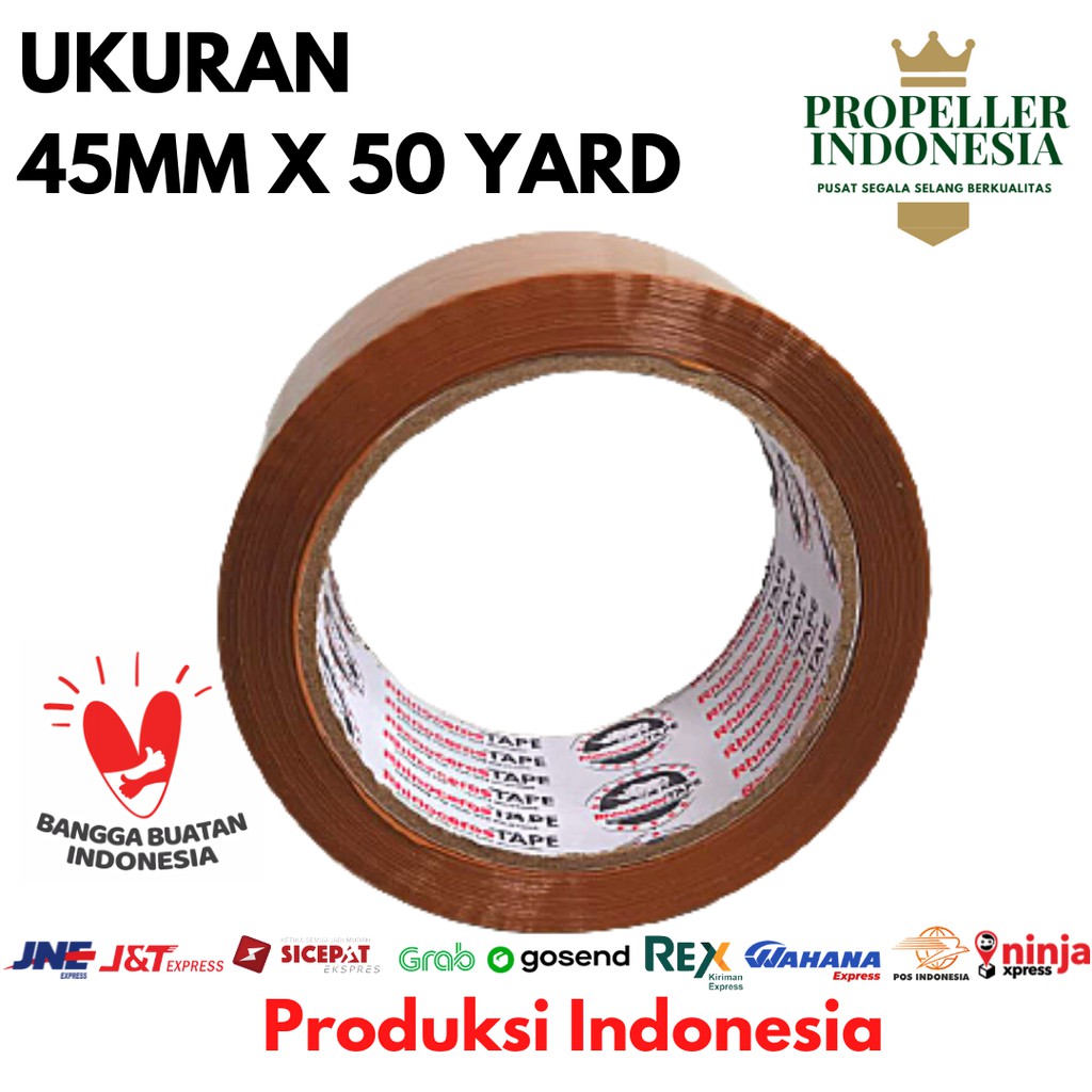 Lakban Coklat RHINOCEROS Tape Solatip Isolasi Warna 2Inch 45mm x 50 Yard