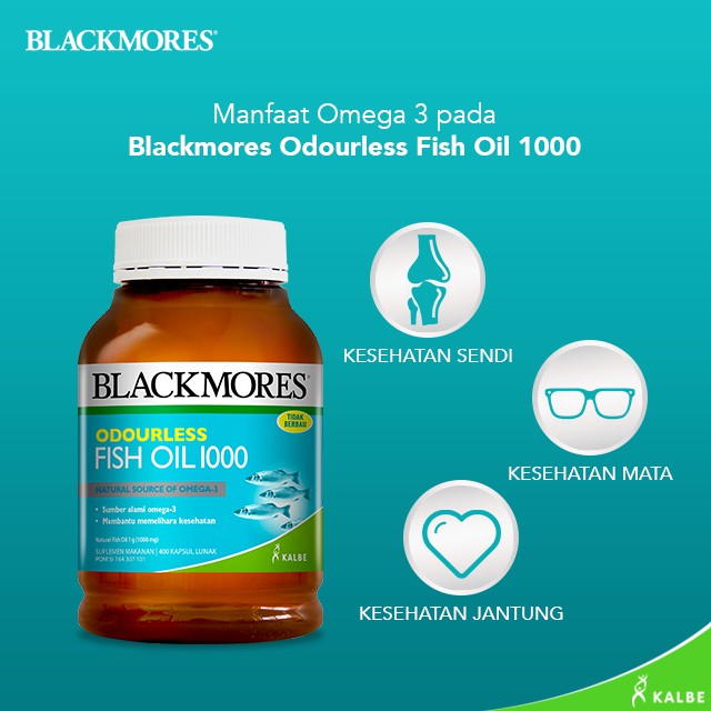 Blackmores ODOURLESS FISH OIL 1000 mg BPOM Kalbe - OFO 90 / 200 Kapsul Softgel - Minyak Ikan 1000mg