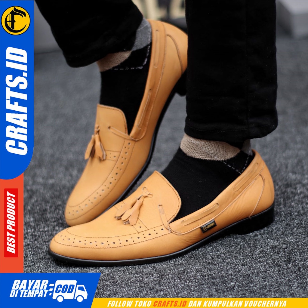 CRAFTS veil - Sepatu Pantopel Formal Kulit Asli Kerja Slop Pria