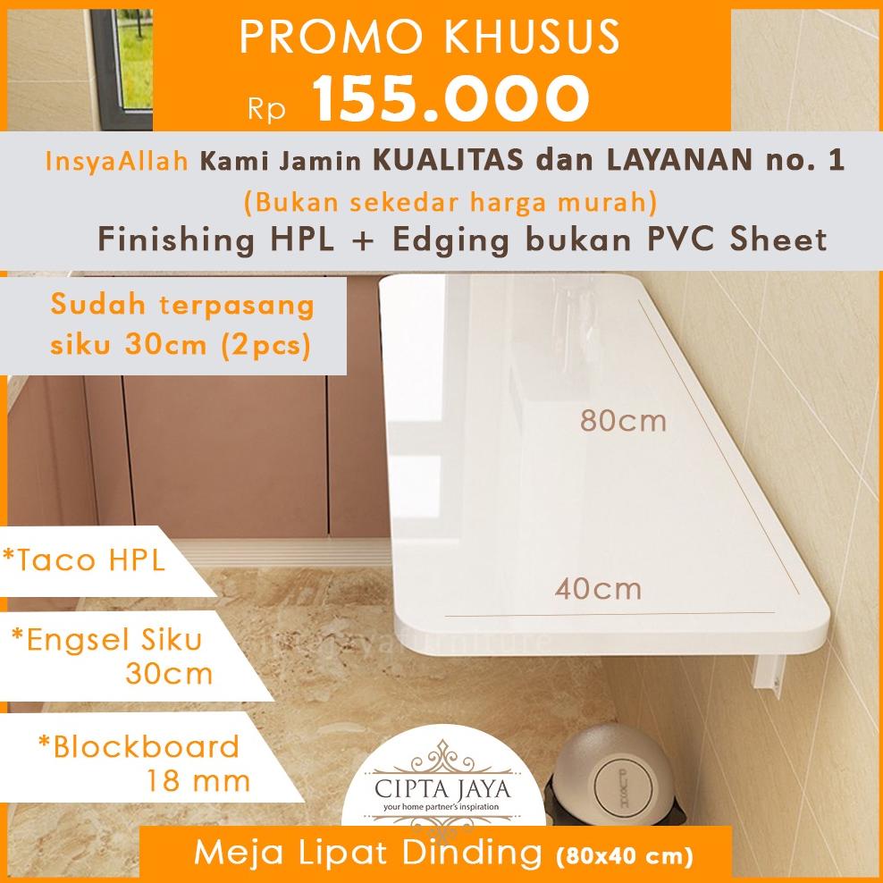 Promo Meja Lipat Dinding Meja Laptop Meja Gantung Rak Belajar Tempel Minimalis Multifungsi Wfh 80X40