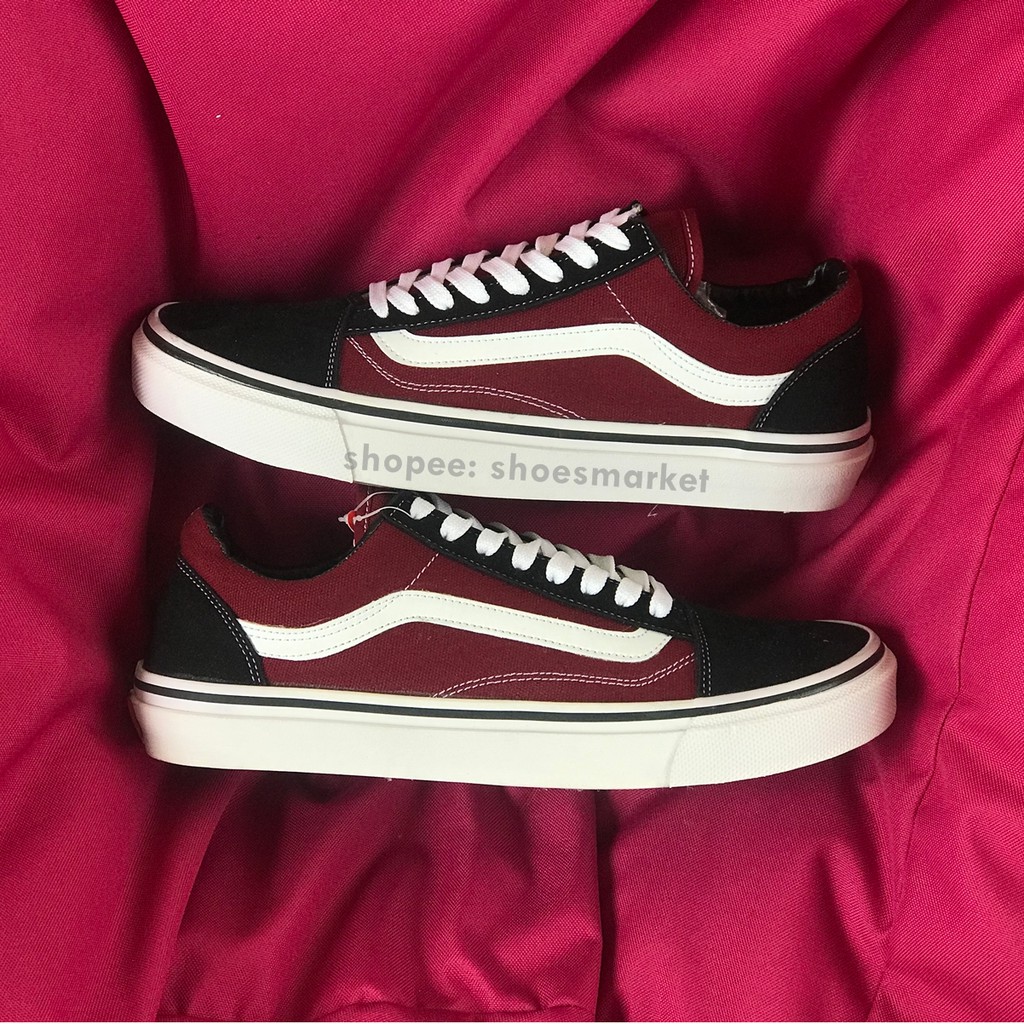 OBRAL SEPATU VANS OLDSKOOL CLASSIC MAROON BLACK