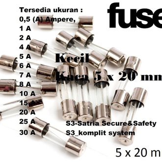 Sikring Tabung Sekring Kaca 5x20mm 1 2 3 4 5 10 20 A - Fuse Kaca Kecil 5x20 5 x 20 mm ukuran 1A 2A 3A 4A 5A 10A