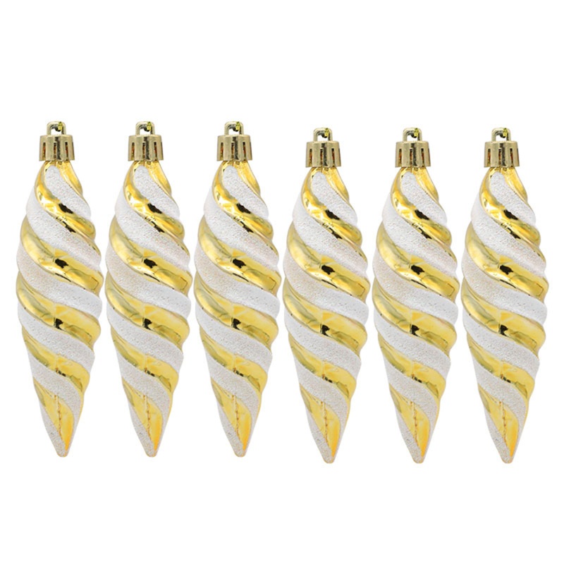 6pcs / set Ornamen Kepala Gantung Bentuk Spiral Warna-Warni Untuk Dekorasi Pohon Natal