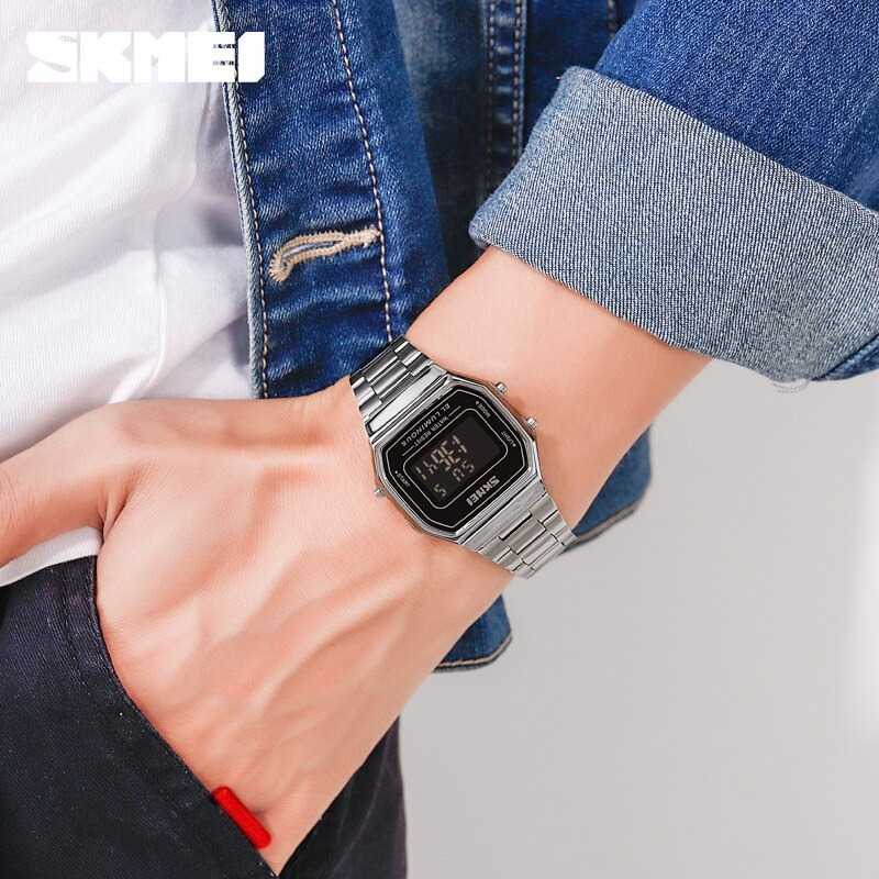 Jam Tangan Pria Digital Stainless Original SKMEI DG1647 Silver-2