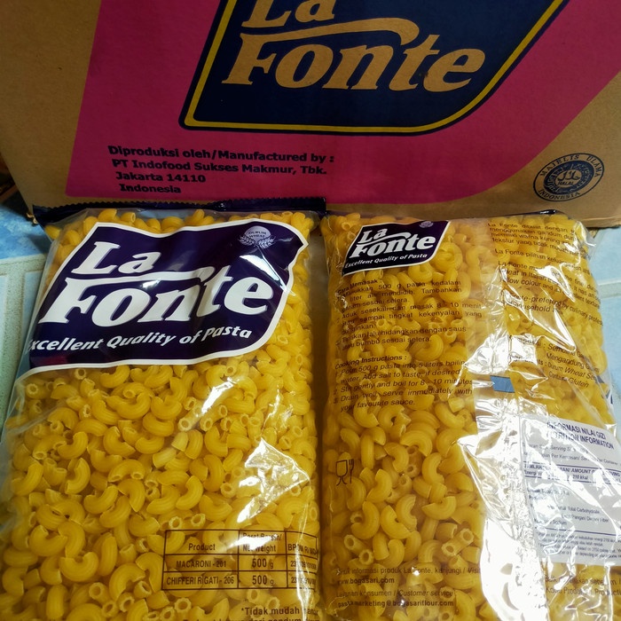 

PASTA-ANEKA- MACARONI LA FONTE 500GR/CHIFERI RIGATI NO 206 LAFONTE 500GR -ANEKA-PASTA.