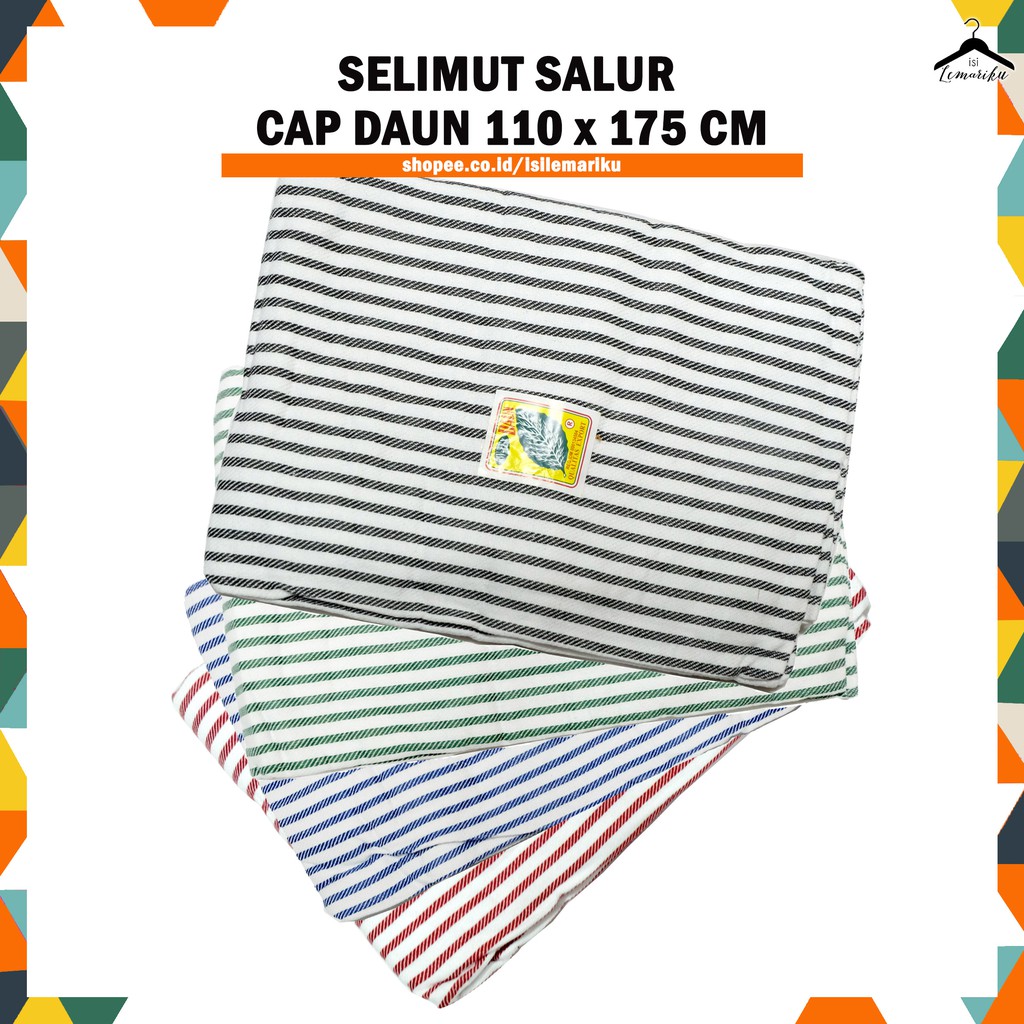  Selimut  Salur Halus Cap Daun Ukuran  110 x 175CM Shopee 