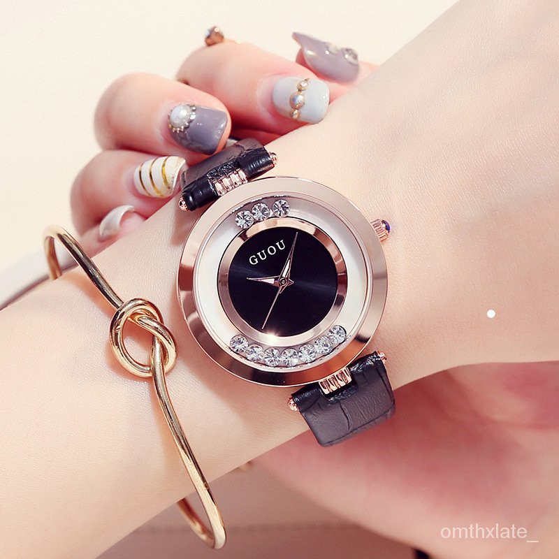 【Factory Outlet】GUOU Jam Tangan Wanita Fashion Jam Tangan Berlian Mewah Jam Tangan Tahan Air