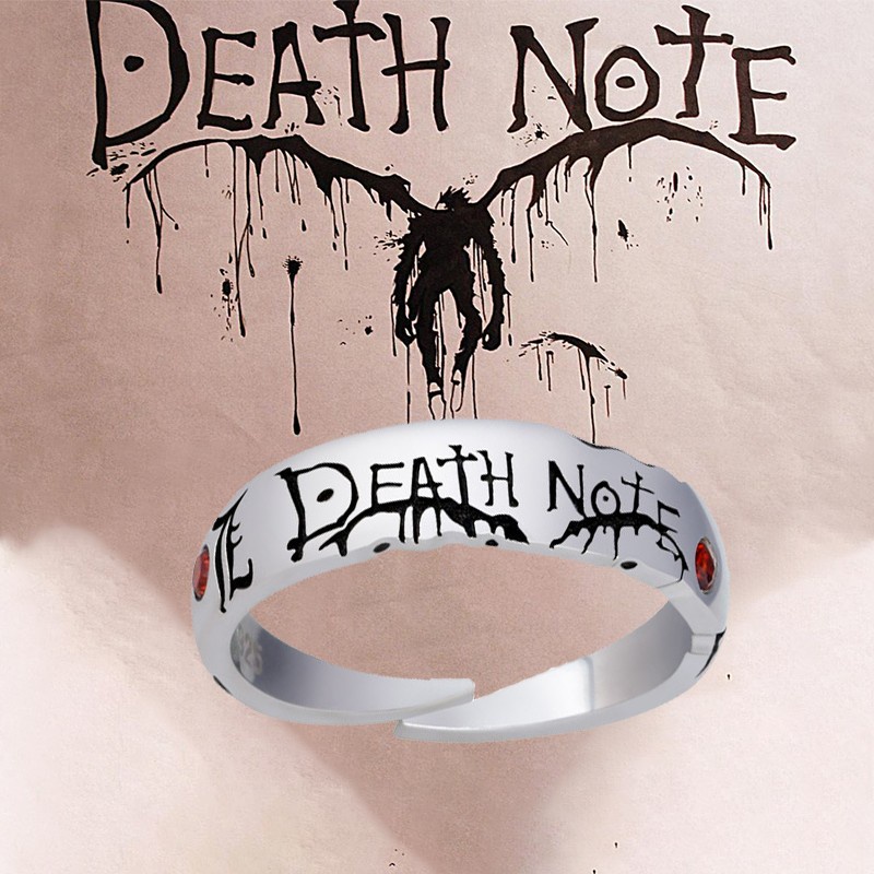 Cincin Adjustable Desain Anime Death Note Yagami Warna Silver Untuk Pria Dan Wanita