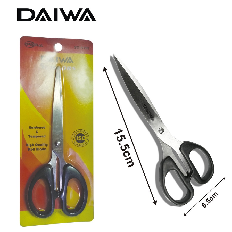 Gunting Kertas Besi baja warna gagang Hitam Sedang 16 cm DAIWA Stainless Steel Scissors SD-A165