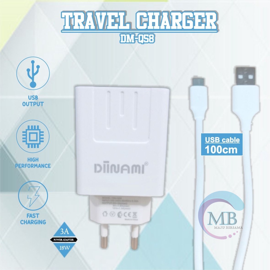 Q58  Charger DIINAMI Power 3A 18W Quick Charging TIPE C USB Fast Charging Port Smart Protection Garansi Resmi 1 Tahun MB2597