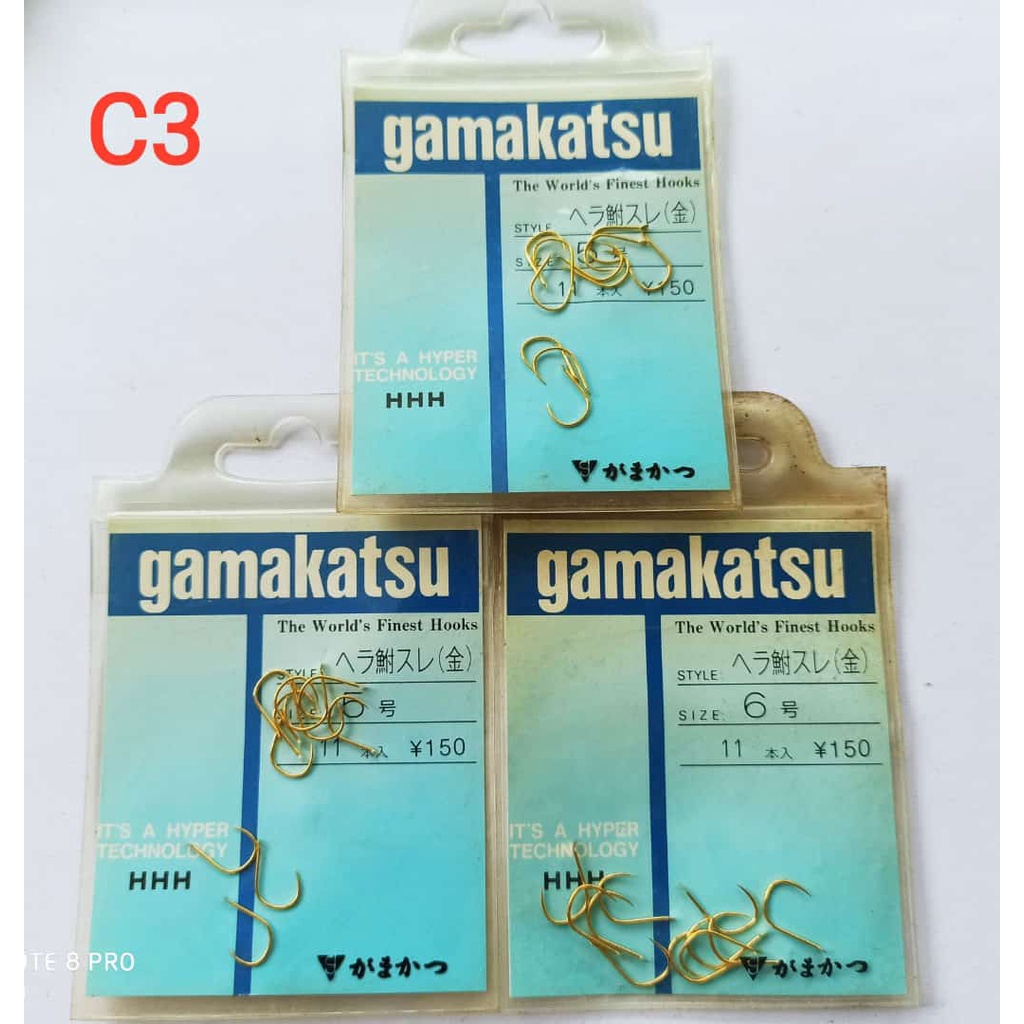 C3 # Kail Pnacing Gamakatsu Gold Barbless Flat Jepang